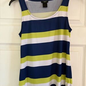 Striped Sleeveless Top in Blue, White, and Yellow